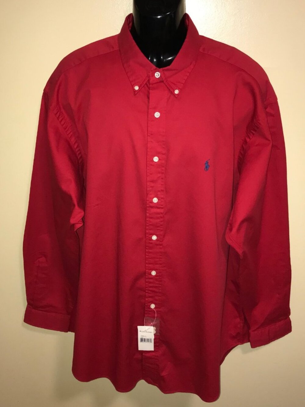 Men's Vintage Ralph Lauren Blake Long Sleeve Button Shirt-Deadstock Red Size 2XL